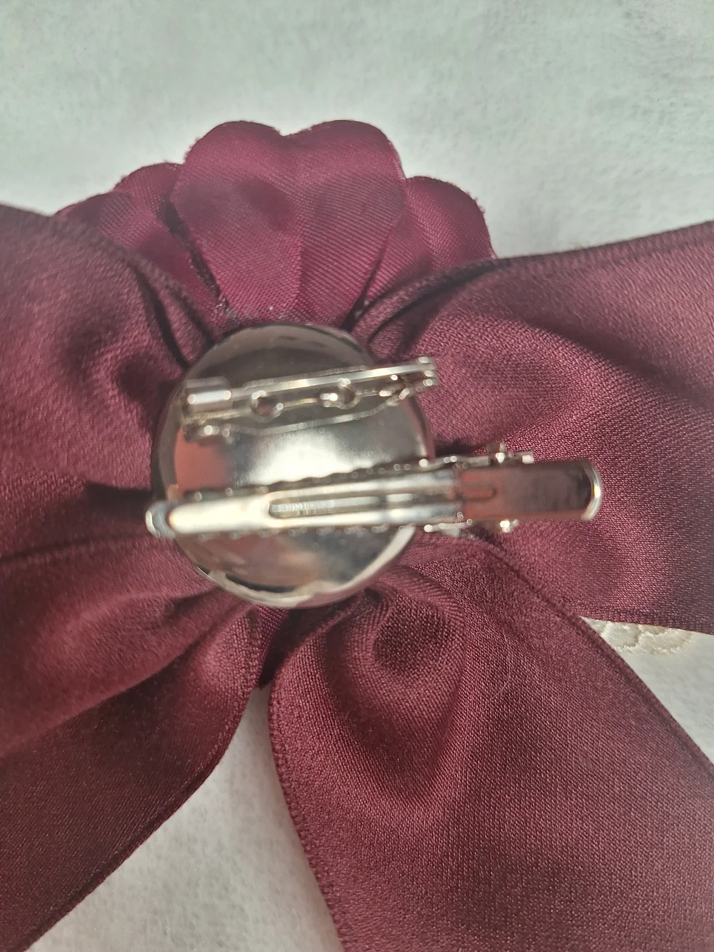 Innocent World Burgundy Floral Lace Hair Bow Clip | Classic Lolita